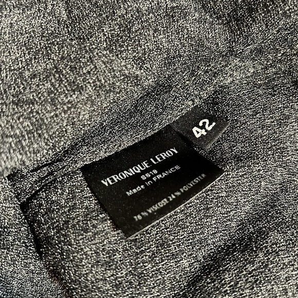 Veronique Leroy Sheer Charcoal Grey Short Sleeve Dress 42 - Picture 5 of 7